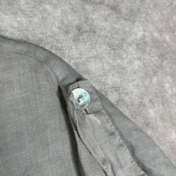 Match Point Blouse Womens Medium Gray Linen Lightweight Vacation Beach Lagenlook - Picture 3 of 9